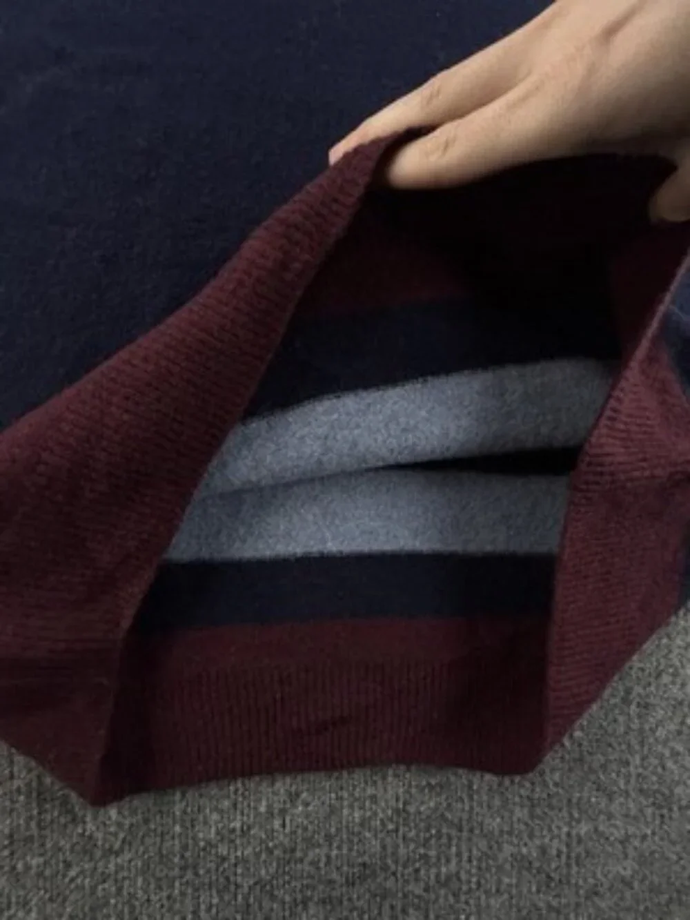 Fred Perry Pullover Logo XL Sweater Blue Red Crew Neck Wool Striped Designer